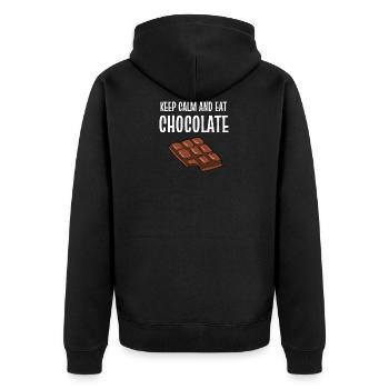 Calm and Eat calme et choco addict gift - Veste à capuche bio Premium Unisexe - noir - Dos - Nico (187cm)
