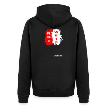 Rot Weiß - Ein Leben Lang Fußball Sport Geschenk - Unisex Premium Bio Zip Hoodie - Schwarz - Hinten - Nico (187cm)