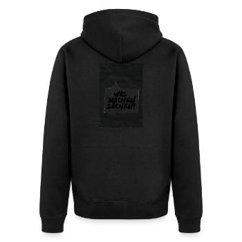 Was machen Sachen Spruch - Unisex Premium Bio Zip Hoodie - Schwarz - Hinten - Nico (187cm)