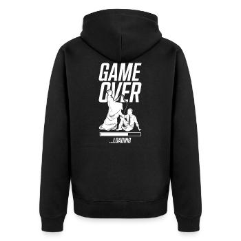 couple game over loading mariage - Veste à capuche bio Premium Unisexe - noir - Dos - Nico (187cm)