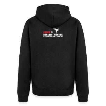 Karate - Unisex Premium Bio Zip Hoodie - Schwarz - Hinten - Nico (187cm)