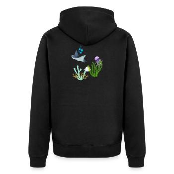 Ray Jellyfish Underwater World Coral Fish - Unisex Premium Organic Zip Hoodie - black - Back - Nico (187cm)