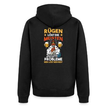Leuchtturm Ostsee Urlaub Rügen - Unisex Premium Bio Zip Hoodie - Schwarz - Hinten - Nico (187cm)