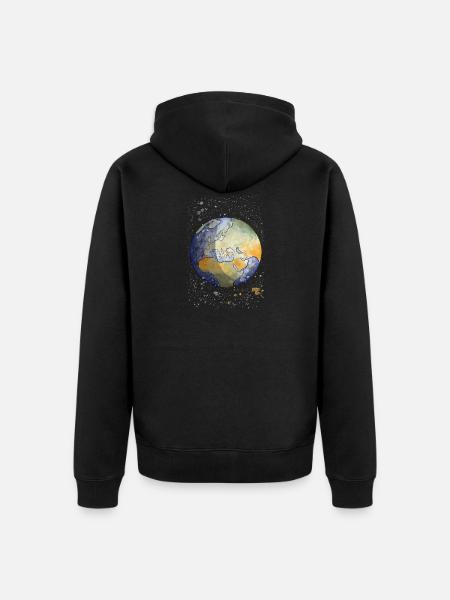 Globe d’illustration d’aquarelle - Veste à capuche bio Premium Unisexe - noir