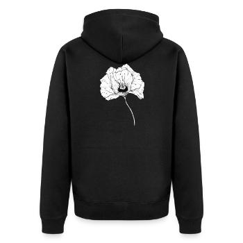 Mohn Pflanze Blume Schwarz Weiß - Unisex Premium Bio Zip Hoodie - Schwarz - Hinten - Nico (187cm)