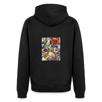 Bunte Motorräder - Unisex Premium Bio Zip Hoodie - Schwarz - Hinten - Nico (187cm)