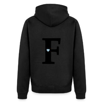Buchstabe F Anfangsbuchstabe - Unisex Premium Bio Zip Hoodie - Schwarz - Hinten - Nico (187cm)