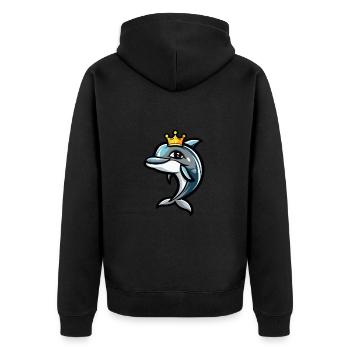 Dolphin Comic Crown - Unisex Premium Organic Zip Hoodie - black - Back - Nico (187cm)