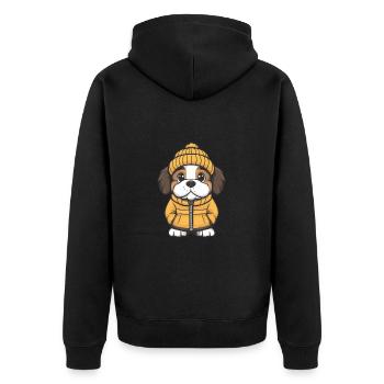 Saint Bernard Hund Winter - Unisex Premium Bio Zip Hoodie - Schwarz - Hinten - Nico (187cm)