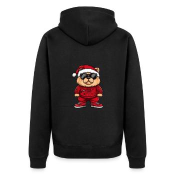 Chow Chow Chien Noël Noël moche - Veste à capuche bio Premium Unisexe - noir - Dos - Nico (187cm)