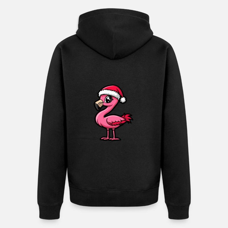 Flamingo Noël mignon - Veste à capuche bio Premium Unisexe - noir