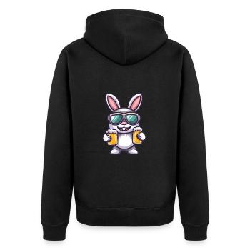 Hase Ski Bier - Unisex Premium Bio Zip Hoodie - Schwarz - Hinten - Nico (187cm)