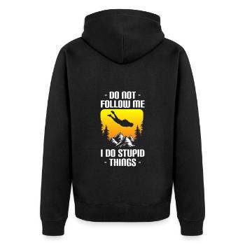 Paragliding Parachuting Aviation - Unisex Premium Organic Zip Hoodie - black - Back - Nico (187cm)
