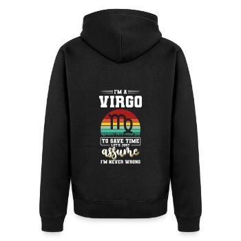 Horoskop Virgo Planet - Unisex Premium Bio Zip Hoodie - Schwarz - Hinten - Nico (187cm)