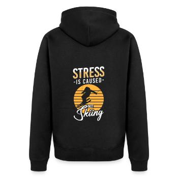 Winter sports holiday Pistensau - Unisex Premium Organic Zip Hoodie - black - Back - Nico (187cm)