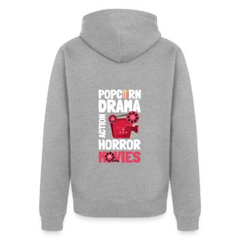 Filmliebhaber Action Hollywood - Unisex Premium Bio Zip Hoodie - Grau meliert - Hinten - Nico (187cm)