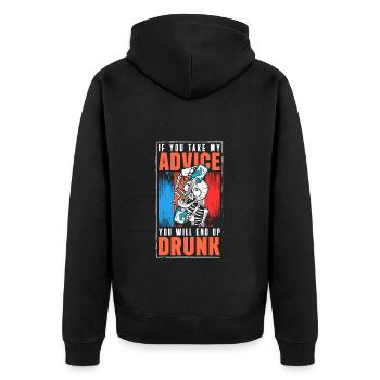 Alkoholiker Säufer Humor Kneipe - Unisex Premium Bio Zip Hoodie - Schwarz - Hinten - Nico (187cm)