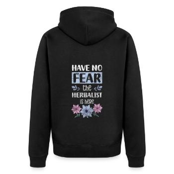 Heiltrank Natur Arzt - Unisex Premium Bio Zip Hoodie - Schwarz - Hinten - Nico (187cm)