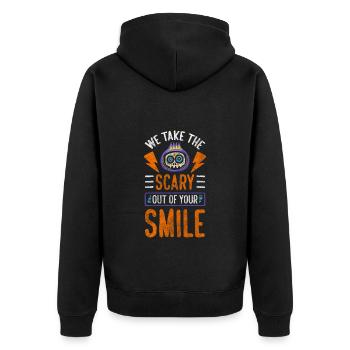 Horror Böse - Unisex Premium Bio Zip Hoodie - Schwarz - Hinten - Nico (187cm)