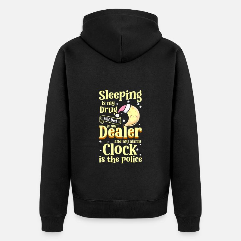 Sleeping, slumbering, sloth, tired - Unisex Premium Organic Zip Hoodie - black