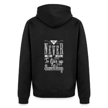 Aufhören Rauchfrei Gesund Glimmstengel - Unisex Premium Bio Zip Hoodie - Schwarz - Hinten - Nico (187cm)