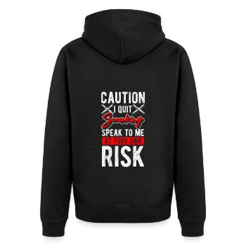 Raucher Nikotin Rauchverbot Gesundheit - Unisex Premium Bio Zip Hoodie - Schwarz - Hinten - Nico (187cm)