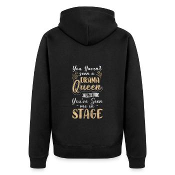 Drama Theater Frauen Ärger - Unisex Premium Bio Zip Hoodie - Schwarz - Hinten - Nico (187cm)