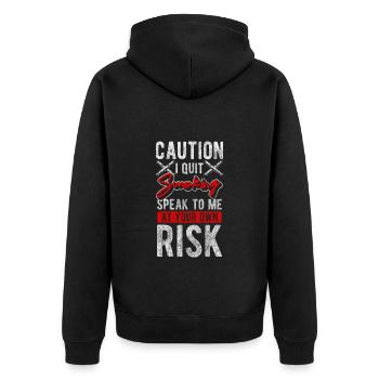 Smoker Cigar Break Box - Unisex Premium Organic Zip Hoodie - black - Back - Nico (187cm)