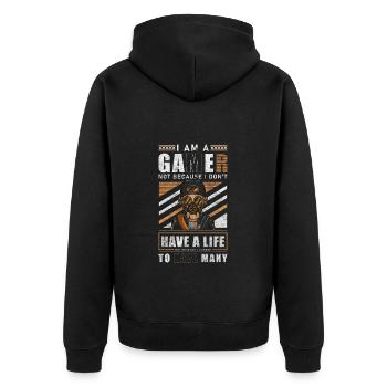 Gamer Player League Game - Unisex Premium Organic Zip Hoodie - black - Back - Nico (187cm)