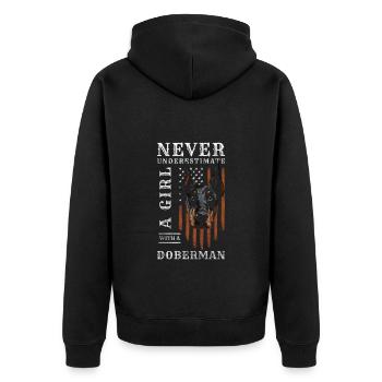 Dobermann Hundebesitzer Diensthunde Hundeliebe - Unisex Premium Bio Zip Hoodie - Schwarz - Hinten - Nico (187cm)
