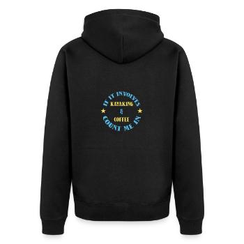 Kajak Kajakfahren - Unisex Premium Bio Zip Hoodie - Schwarz - Hinten - Nico (187cm)