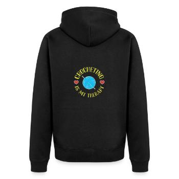 Crocheting is my therapy - Unisex Premium Organic Zip Hoodie - black - Back - Nico (187cm)