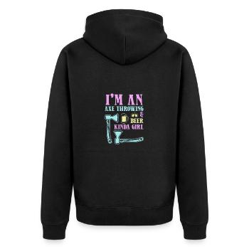 Axe throw axe throwing - Unisex Premium Organic Zip Hoodie - black - Back - Nico (187cm)