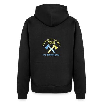 Axe throw axe throwing - Unisex Premium Organic Zip Hoodie - black - Back - Nico (187cm)