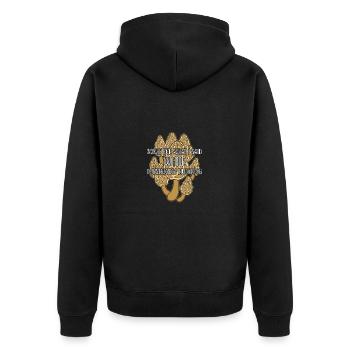 Pilze sammeln Pilzsammler - Unisex Premium Bio Zip Hoodie - Schwarz - Hinten - Nico (187cm)