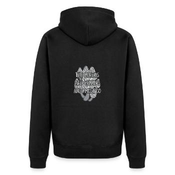Pilze sammeln Pilzsammler - Unisex Premium Bio Zip Hoodie - Schwarz - Hinten - Nico (187cm)