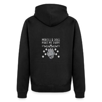 Pilze sammeln Pilzsammler - Unisex Premium Bio Zip Hoodie - Schwarz - Hinten - Nico (187cm)