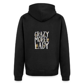 Pilze sammeln Pilzsammler - Unisex Premium Bio Zip Hoodie - Schwarz - Hinten - Nico (187cm)