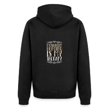 Pilze sammeln Pilzsammler - Unisex Premium Bio Zip Hoodie - Schwarz - Hinten - Nico (187cm)