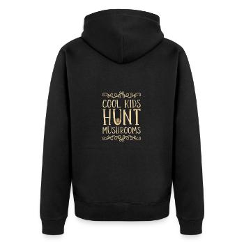 Pilze sammeln Pilzsammler - Unisex Premium Bio Zip Hoodie - Schwarz - Hinten - Nico (187cm)