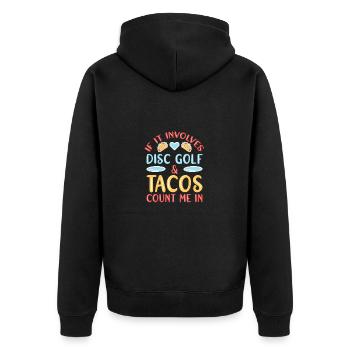 Disc Golf Frisbee - Unisex Premium Organic Zip Hoodie - black - Back - Nico (187cm)