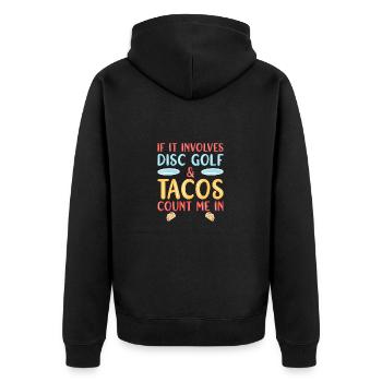 Disc Golf Frisbee - Unisex Premium Organic Zip Hoodie - black - Back - Nico (187cm)