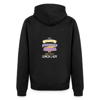 Cafeteria Mitarbeiterin Lunch Lady Kantine - Unisex Premium Bio Zip Hoodie - Schwarz - Hinten - Nico (187cm)