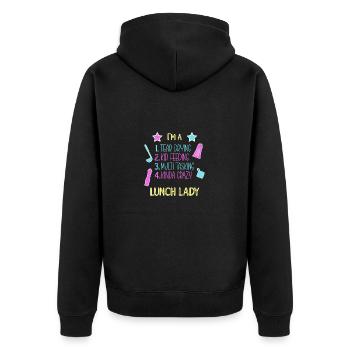 Cafeteria Mitarbeiterin Lunch Lady Kantine - Unisex Premium Bio Zip Hoodie - Schwarz - Hinten - Nico (187cm)