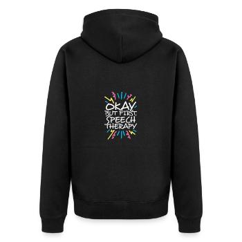 Logopäde Sprachtherapie Sprachtherapeut - Unisex Premium Bio Zip Hoodie - Schwarz - Hinten - Nico (187cm)