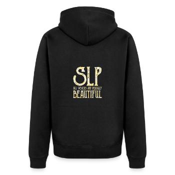 Logopäde Sprachtherapie Sprachtherapeut - Unisex Premium Bio Zip Hoodie - Schwarz - Hinten - Nico (187cm)
