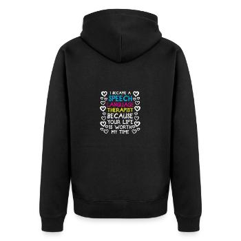 Logopäde Sprachtherapie Sprachtherapeut - Unisex Premium Bio Zip Hoodie - Schwarz - Hinten - Nico (187cm)