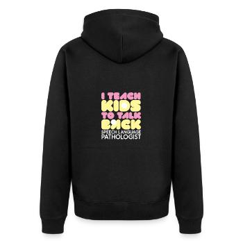 Logopäde Sprachtherapie Sprachtherapeut - Unisex Premium Bio Zip Hoodie - Schwarz - Hinten - Nico (187cm)