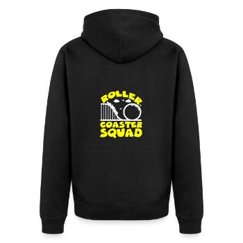 Achterbahn Freizeitpark Vergnügungspark - Unisex Premium Bio Zip Hoodie - Schwarz - Hinten - Nico (187cm)