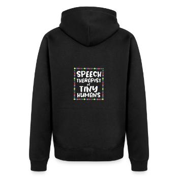 Logopäde Sprachtherapie Sprachtherapeut - Unisex Premium Bio Zip Hoodie - Schwarz - Hinten - Nico (187cm)